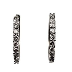 14 Karat White Gold Diamond Hoop Earrings #21375
